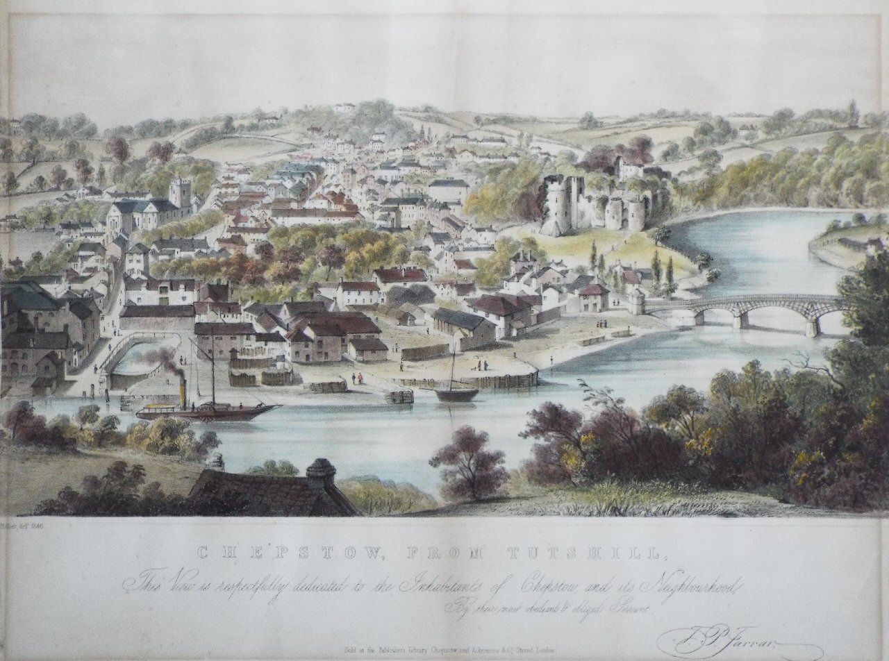 Lithograph - Chepstow, from Tutshill. - Hillier